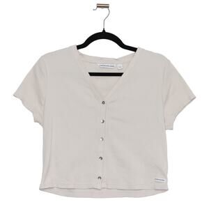 Calvin Klein Jeans Cream Cotton Crop Top Size XL